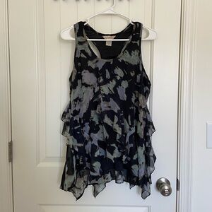 EUC | Fun & Flirt women’s ruffle tank blouse multicolored‎ tiered sheer large